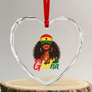 Ghanaian Princess Ghana Flag Melanin Heart Crystal Glass Ornament Black Girls