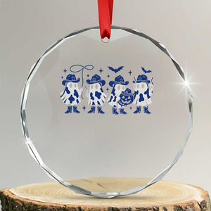 Ghost Halloween Crystal Glass Ornament Retro Halloween Costume Cowboy Fan TS10 Transparent Glass 3'' Circle Print Your Wear