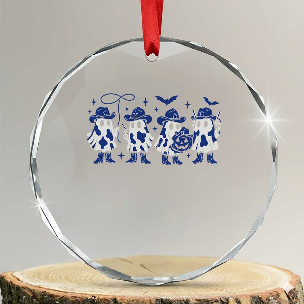 Ghost Halloween Crystal Glass Ornament Retro Halloween Costume Cowboy Fan TS10 Transparent Glass 3'' Circle Print Your Wear