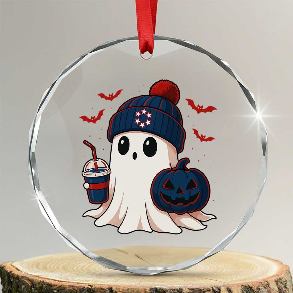 Ghost Halloween Crystal Glass Ornament Retro Patriots Halloween Costume TS10 Transparent Glass 3'' Circle Print Your Wear
