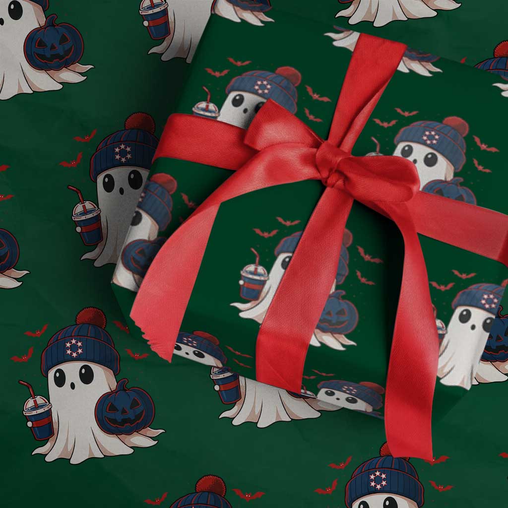 Ghost Halloween Wrapping Paper Roll Retro Patriot Halloween Costume TS10 Green Print Your Wear
