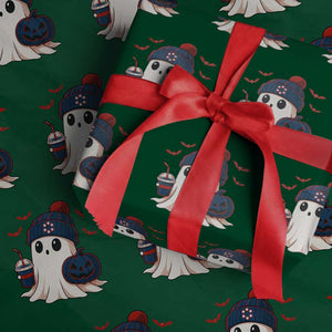 Ghost Halloween Wrapping Paper Roll Retro Patriots Halloween Costume TS10 Green Print Your Wear