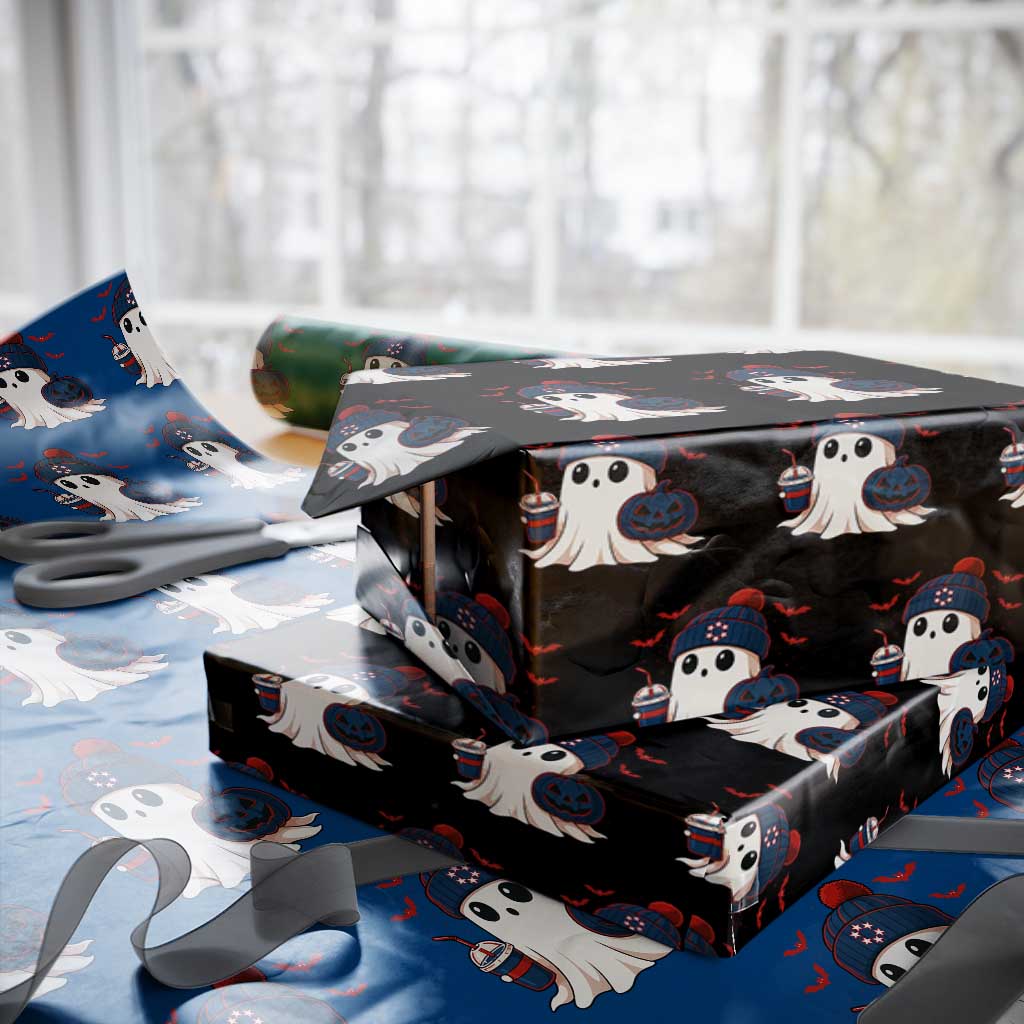 Ghost Halloween Wrapping Paper Roll Retro Patriots Halloween Costume TS10 Black Print Your Wear