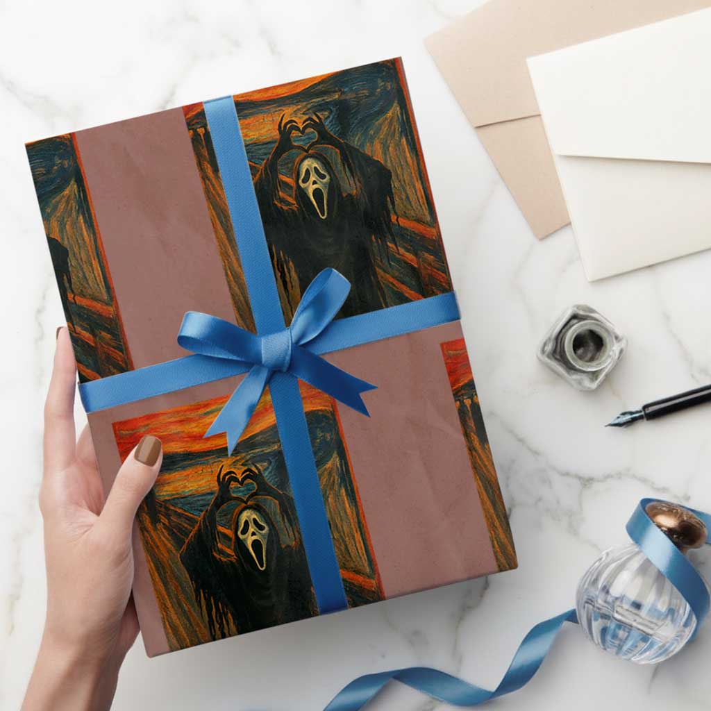 Ghost Heart Hands Wrapping Paper Roll Scary Face Horror Halloween TS10 Mocha Print Your Wear