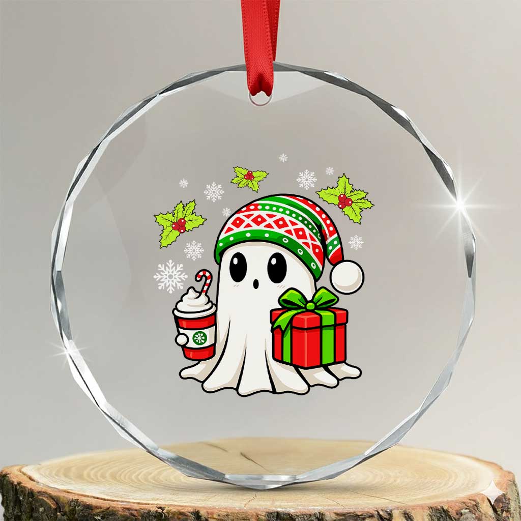 Ghost Santa Christmas Crystal Glass Ornament Holiday Xmas Halloween TS10 Transparent Glass 3'' Circle Print Your Wear