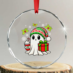 Ghost Santa Christmas Crystal Glass Ornament Holiday Xmas Halloween TS10 Transparent Glass 3'' Circle Print Your Wear