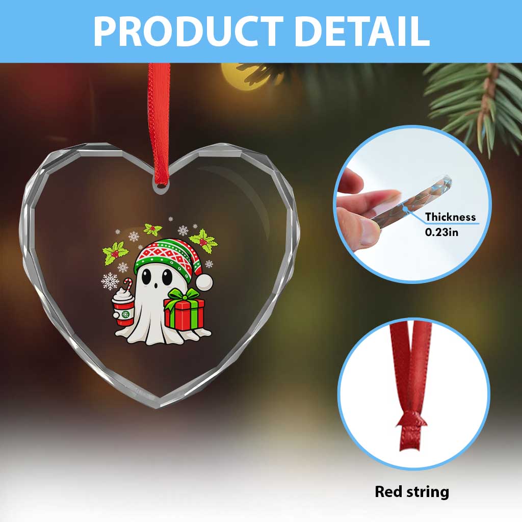 Ghost Santa Christmas Heart Crystal Glass Ornament Holiday Xmas Halloween TS10 Print Your Wear