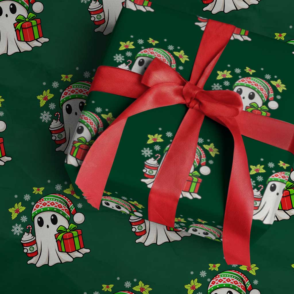 Ghost Santa Christmas Wrapping Paper Roll Holiday Xmas Halloween TS10 Green Print Your Wear