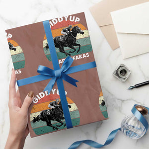 Giddy Up Madafakas Retro Sunset Horse Racing Wrapping Paper Roll Funny Sarcastic Equestrian Jockey Vintage 70s TS02 Mocha Print Your Wear