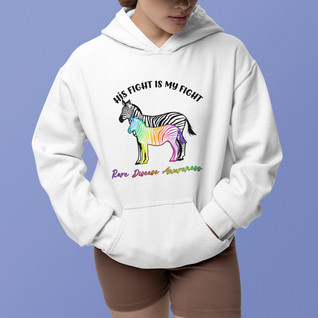 Rare Disease Day Shirts Hoodie His Fight Is My Fight Rare Disease Awareness Support Rare Warrior Rainbow Zebra TS02 Printyourwear