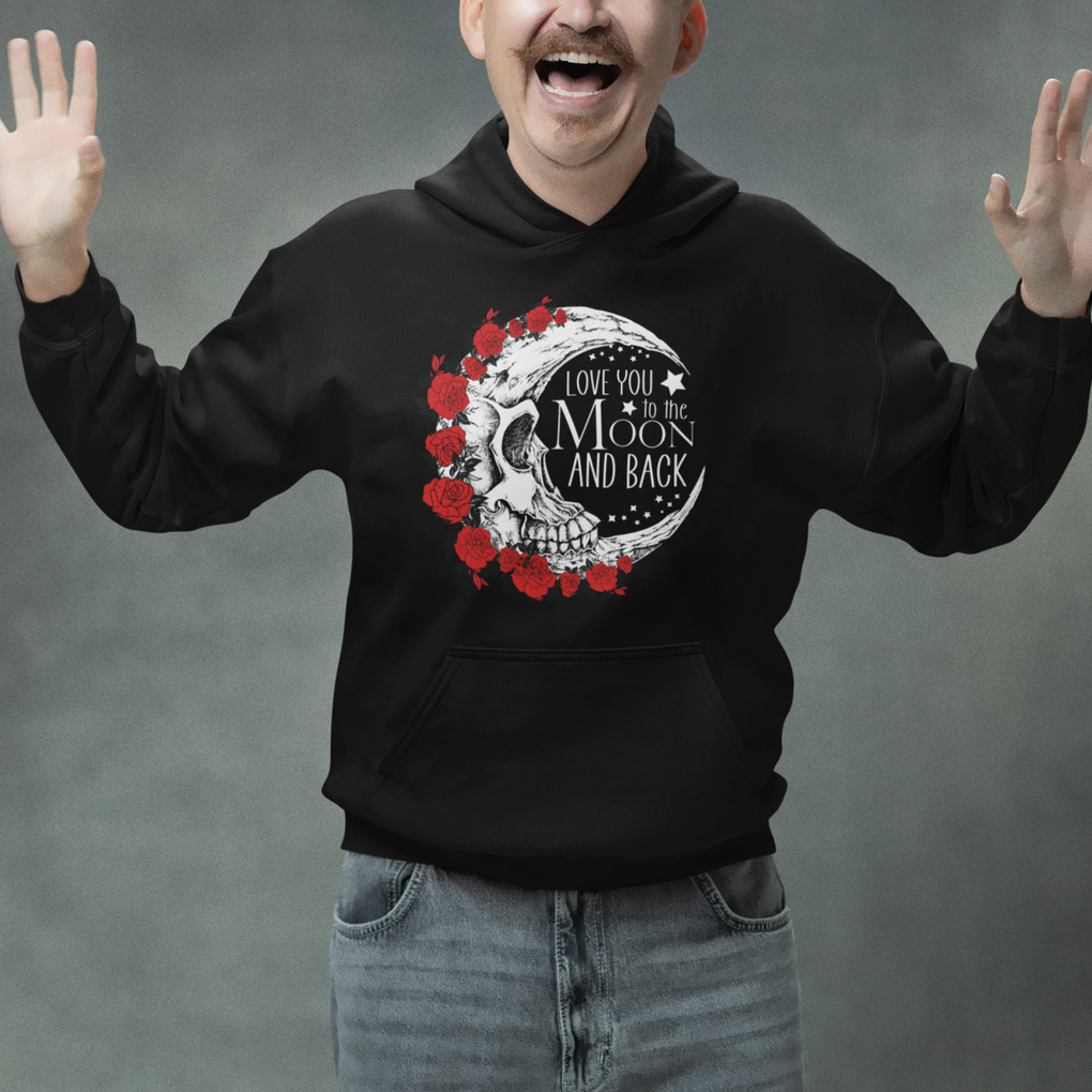 Valentine's Day Hoodie Love You To The Moon And Back Skull Rose TS09 Printyourwear