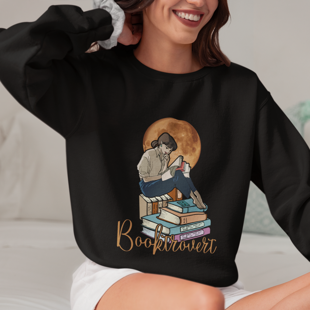 Funny Book Lover Sweatshirt Booktrovert Girl Books Reader Reading TS02 Printyourwear