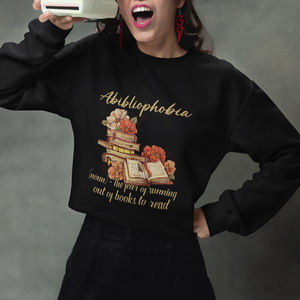 Funny Book Lover Sweatshirt Abibliophobia Definition The Fear Of Running Out Of Books Reading Nerd TS02 Printyourwear