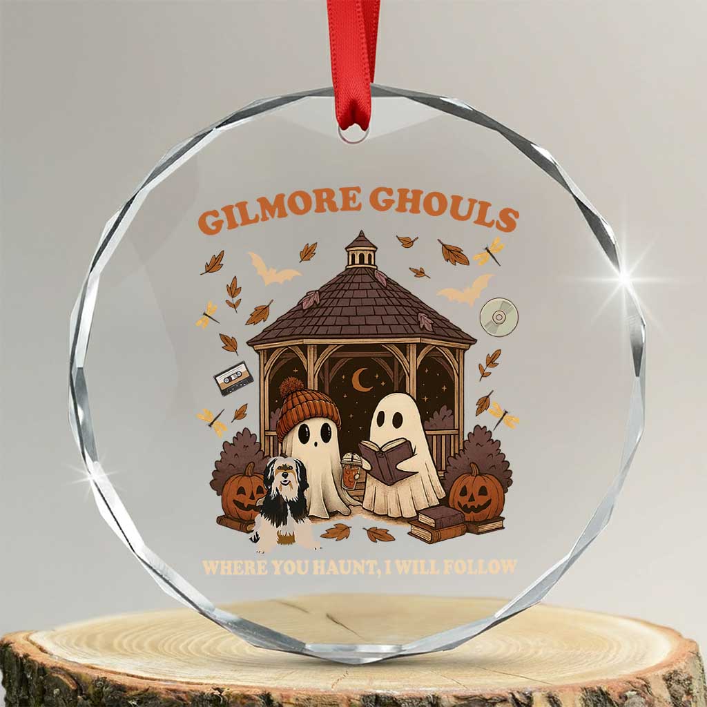 Gilmore Ghouls Halloween Crystal Glass Ornament Retro Book Lover Cute Ghost Fall Pumpkin TS10 Transparent Glass 3'' Circle Print Your Wear