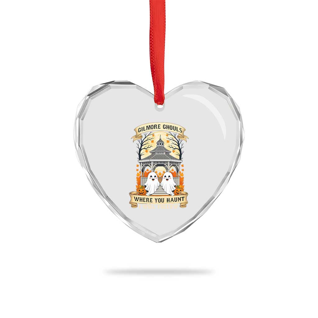 Gilmore Ghouls Halloween Ghost Heart Crystal Glass Ornament Cute Couple Spooky Boo with Fall Gazebo TS02 Print Your Wear