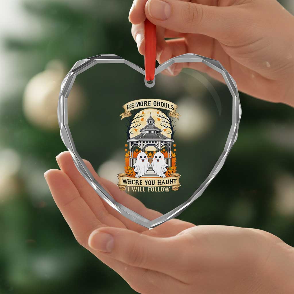 Gilmore Ghouls Halloween Ghost Heart Crystal Glass Ornament Cute Couple Spooky Boo with Fall Gazebo TS02 Print Your Wear
