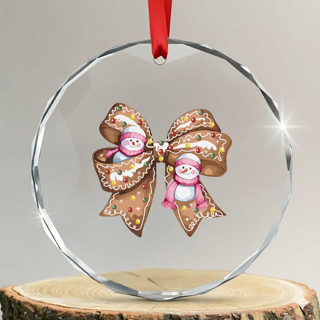 Gingerbread Coquette Bow Xmas Crystal Glass Ornament Cute Snowman Girly Gifts For Her TS10 Transparent Glass 3'' Circle Print Your Wear
