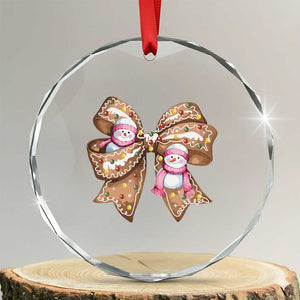 Gingerbread Coquette Bow Xmas Crystal Glass Ornament Cute Snowman Girly Gifts For Her TS10 Transparent Glass 3'' Circle Print Your Wear