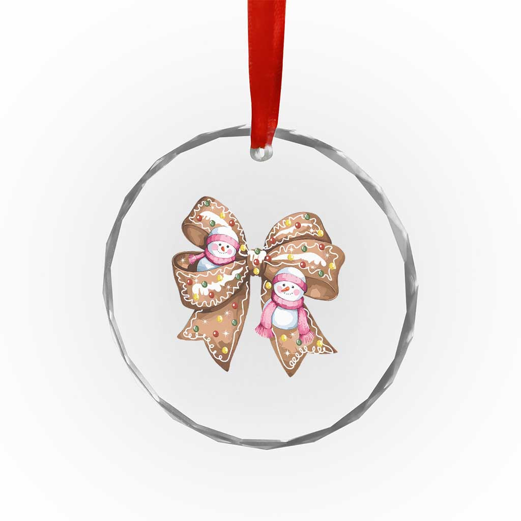 Gingerbread Coquette Bow Xmas Crystal Glass Ornament Cute Snowman Girly Gifts For Her TS10 Print Your Wear