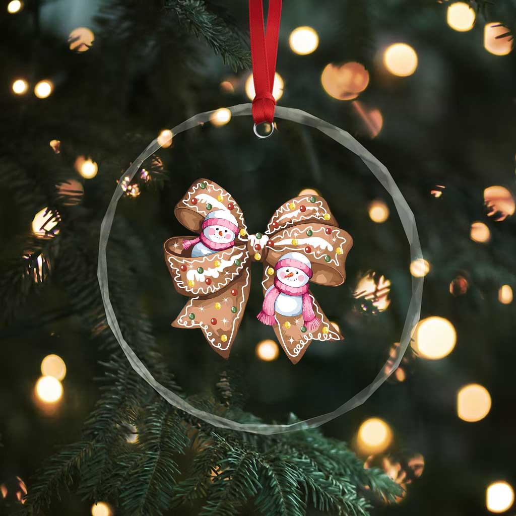 Gingerbread Coquette Bow Xmas Crystal Glass Ornament Cute Snowman Girly Gifts For Her TS10 Print Your Wear