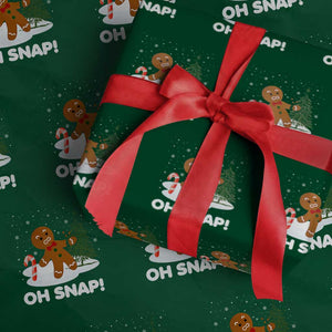 Gingerbread Wrapping Paper Roll Oh Snap Funny Christmas Cookie Baking Squad TS02 Green Print Your Wear
