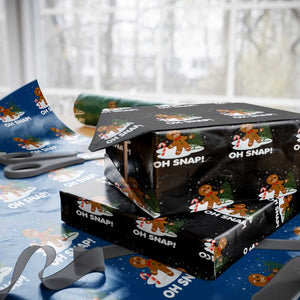Gingerbread Wrapping Paper Roll Oh Snap Funny Christmas Cookie Baking Squad TS02 Black Print Your Wear