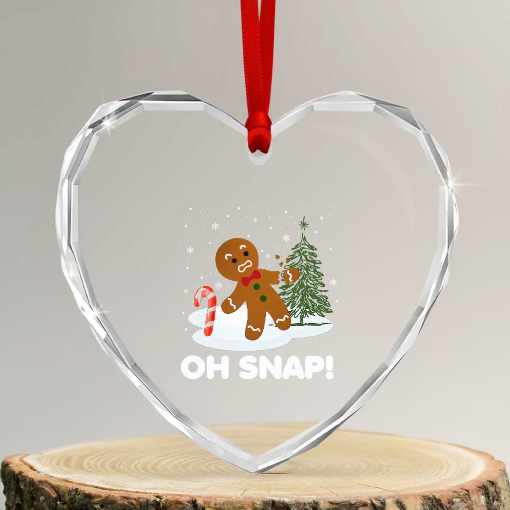 Gingerbread Heart Crystal Glass Ornament Oh Snap Funny Christmas Cookie Baking Squad TS02 Transparent Glass 3'' Heart Print Your Wear