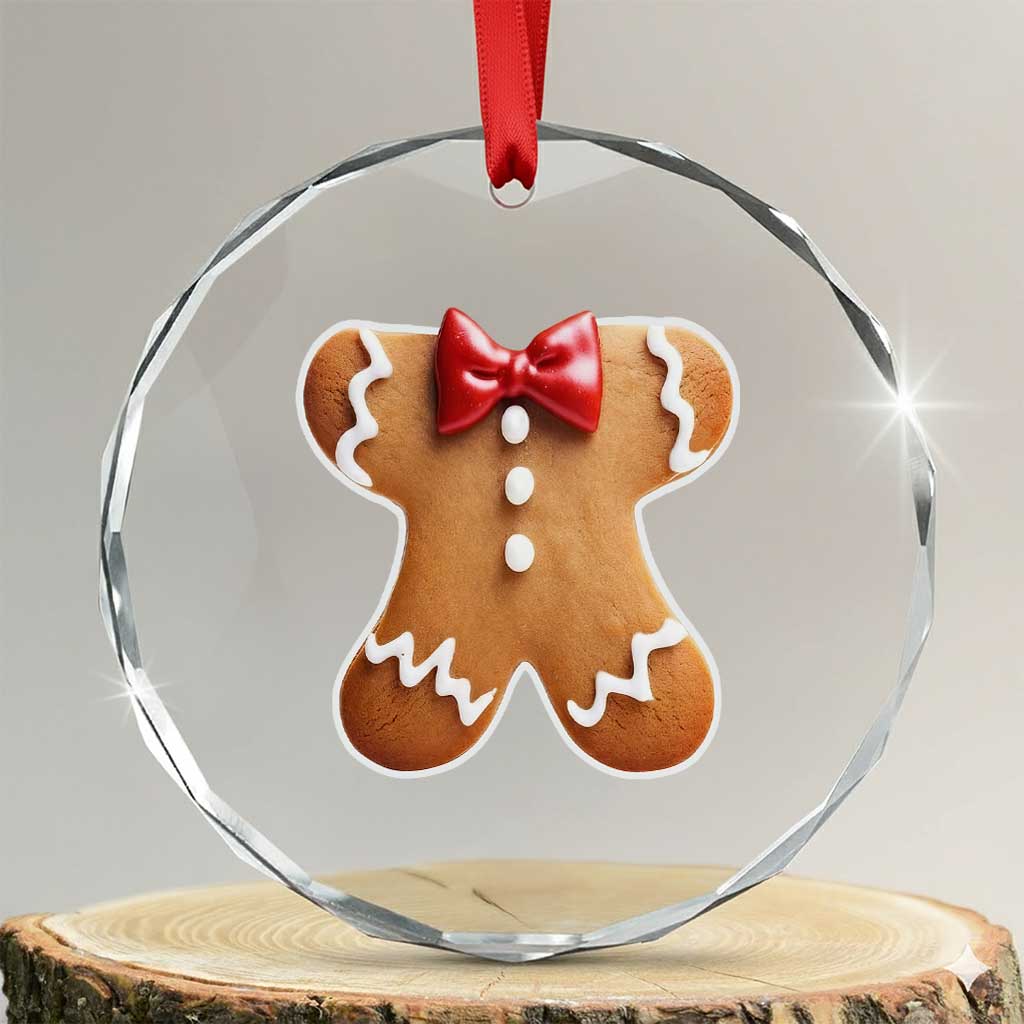 Gingerbread Man Crystal Glass Ornament Christmas Cookie Costume TS10 Transparent Glass 3'' Circle Print Your Wear