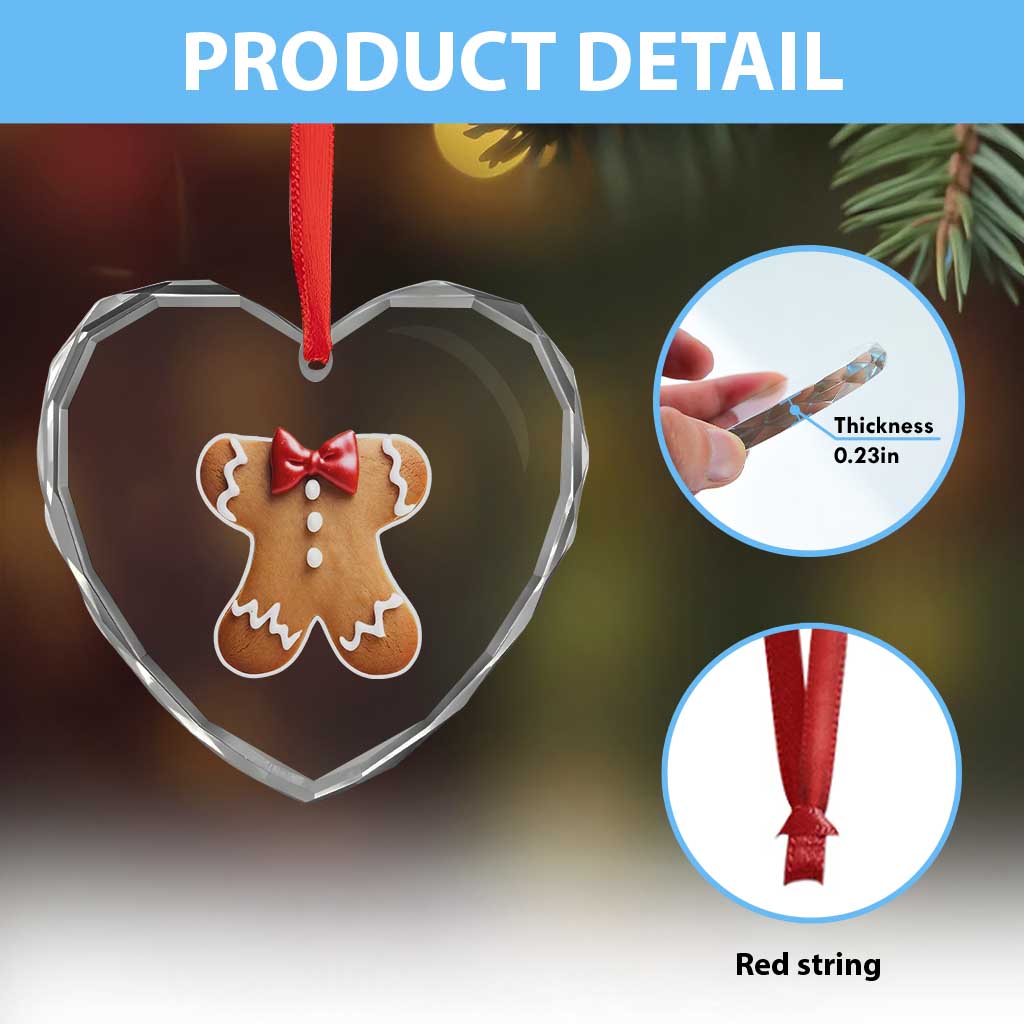 Gingerbread Man Heart Crystal Glass Ornament Christmas Cookie Costume TS10 Print Your Wear