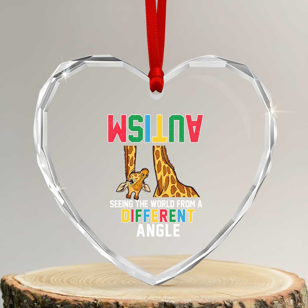 Giraffe Autism Awareness Heart Crystal Glass Ornament Seeing World Different Angle TS02 Transparent Glass 3'' Heart Print Your Wear