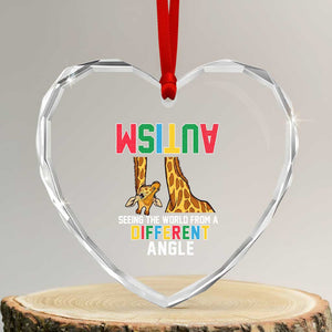 Giraffe Autism Awareness Heart Crystal Glass Ornament Seeing World Different Angle TS02 Transparent Glass 3'' Heart Print Your Wear