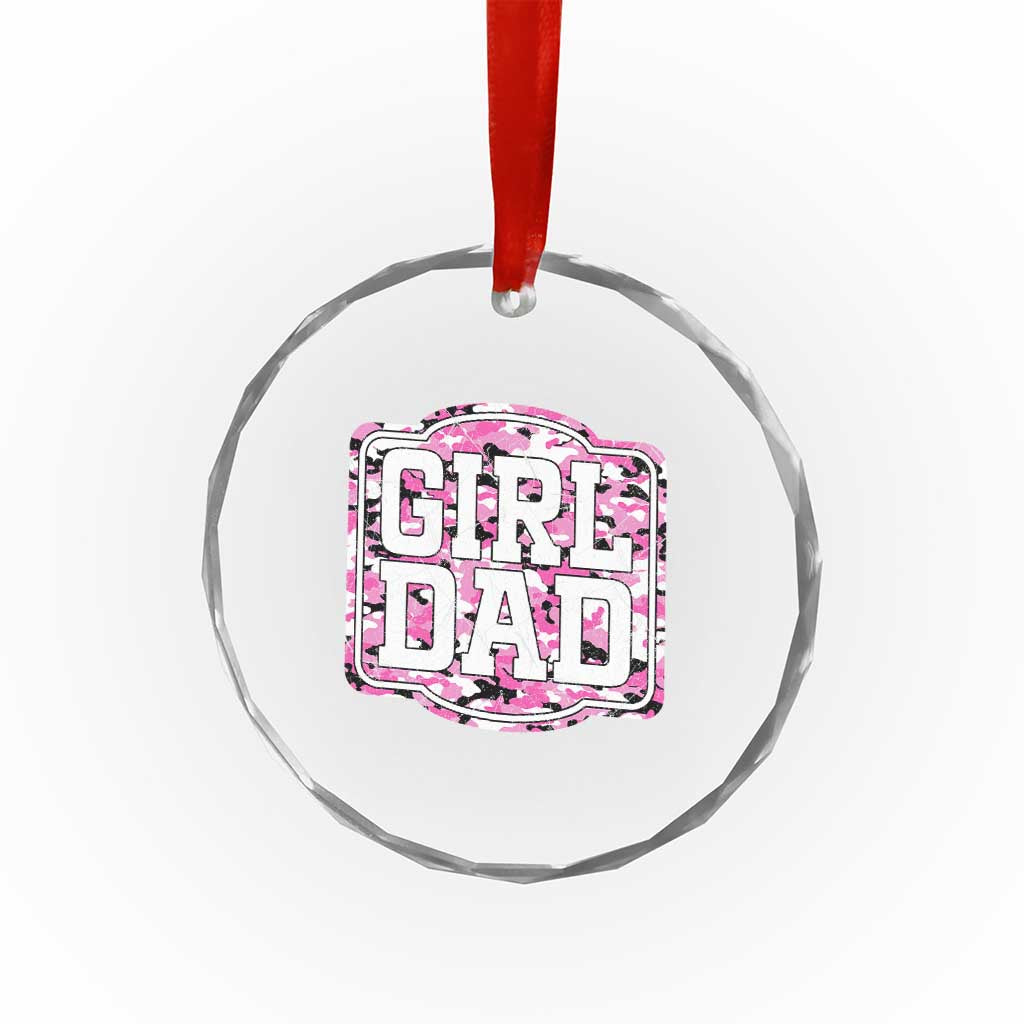 Girl Dad Crystal Glass Ornament Pink Camo Hunting Daddy Father's Day TS11 Print Your Wear