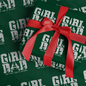 Girl Dad Wrapping Paper Roll Vintage Her First Line Of Defense Gun Lovers Fathers Day