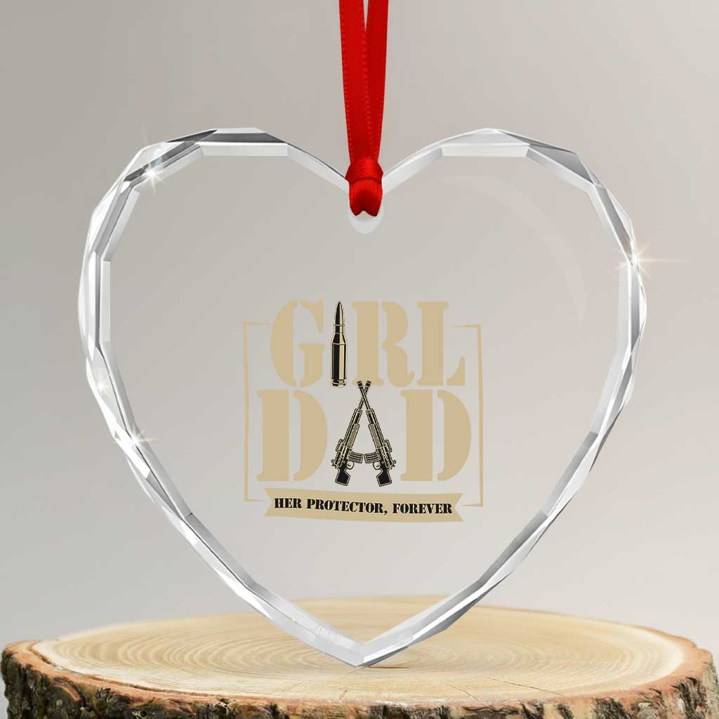 Girl Dad Her Protector Forever Heart Crystal Glass Ornament New Dad Fathers Day Gift TS12 Transparent Glass 3'' Heart Print Your Wear