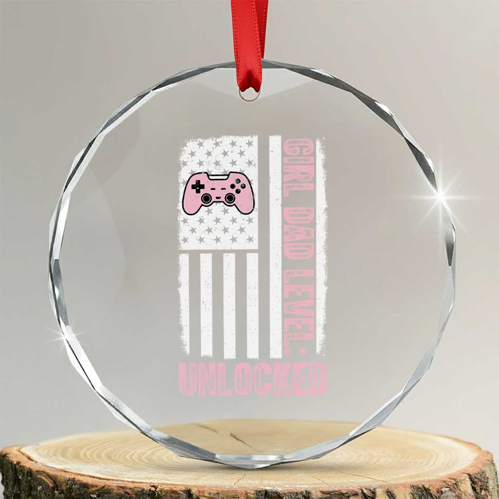 Girl Dad Level Unlocked Crystal Glass Ornament Funny New Dad TS14 Transparent Glass 3'' Circle Print Your Wear