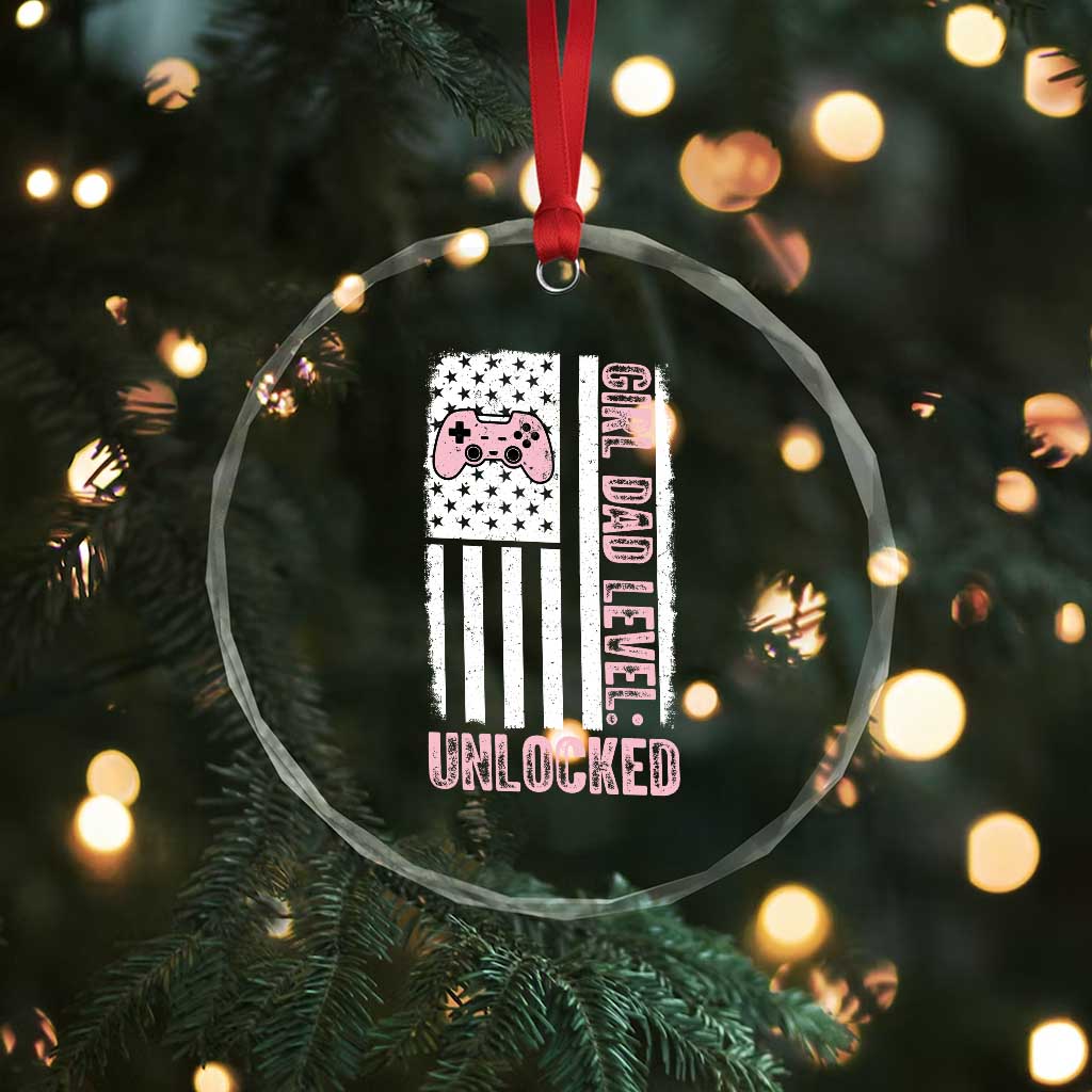 Girl Dad Level Unlocked Crystal Glass Ornament Funny New Dad TS14 Print Your Wear