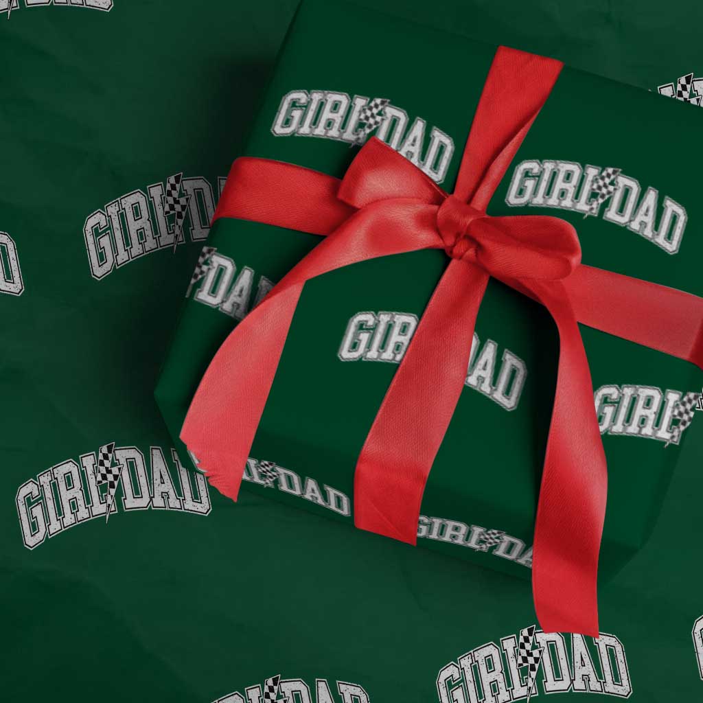 Girl Dad Lightning Bolt Checkered Varsity Daughter Daddy Wrapping Paper Roll TS11 Green Print Your Wear
