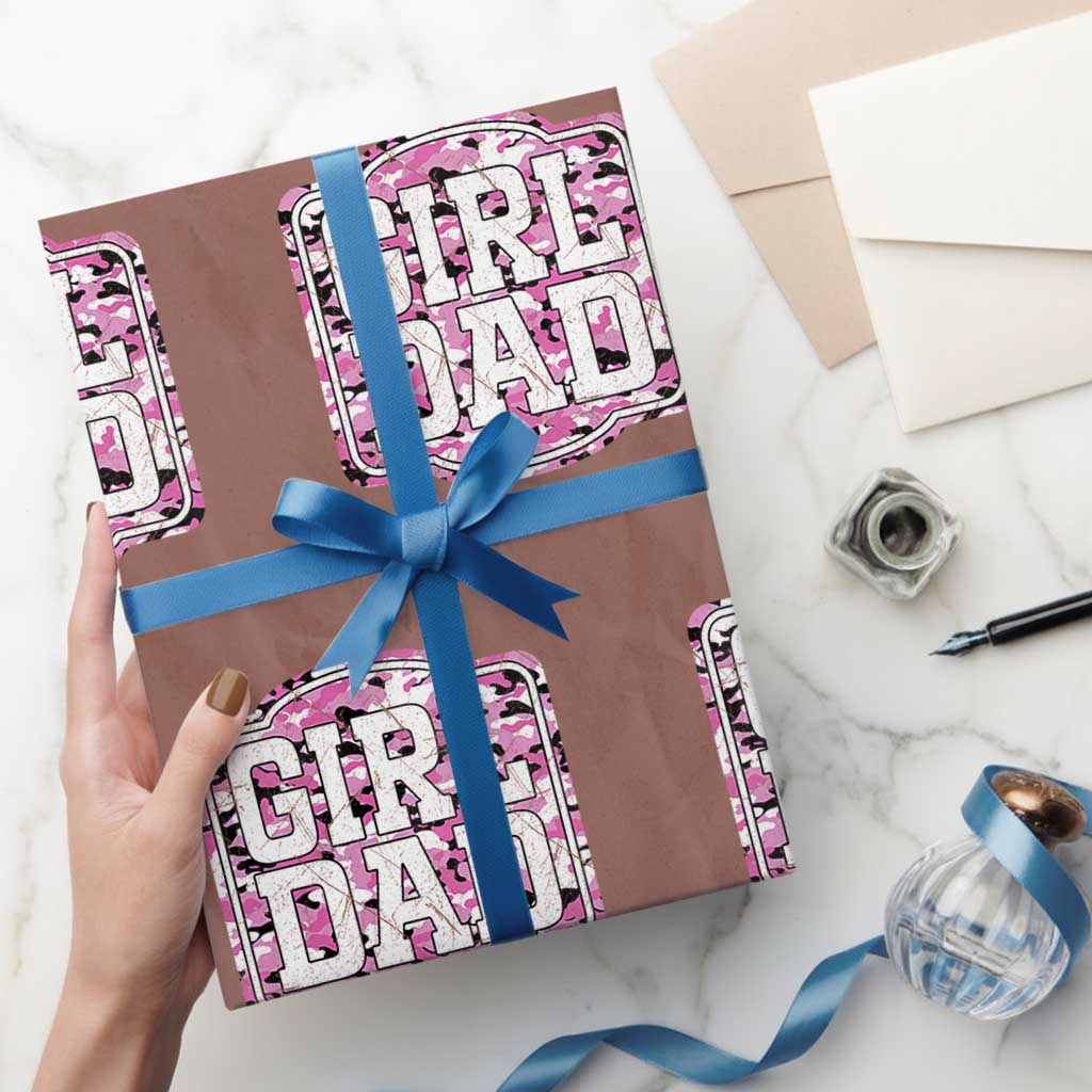 Girl Dad Wrapping Paper Roll Pink Camo Hunting Daddy Father's Day TS11 Mocha Print Your Wear