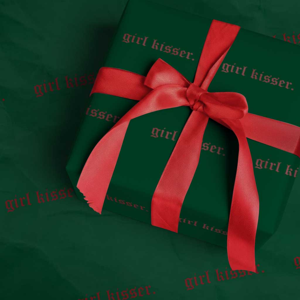Girl Kisser Wrapping Paper Roll Funny Lesbian Pride TS10 Green Print Your Wear