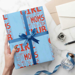 Girl Mom Club Wrapping Paper Roll Pregnancy Announcement First Time Mother's Day TS14 Light Blue Print Your Wear