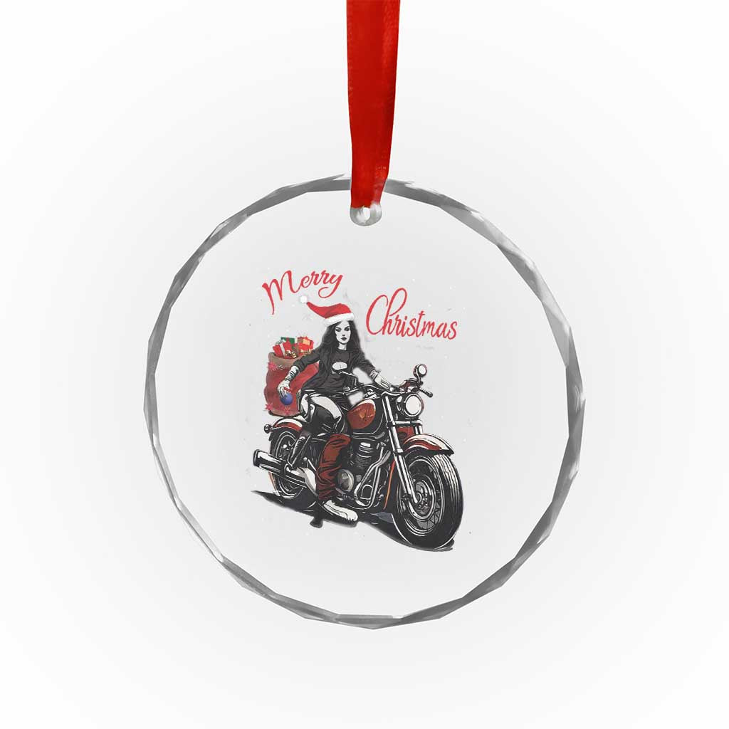 Girl Motorcycle Santa Crystal Glass Ornament Lady Biker Merry Christmas TS10 Print Your Wear