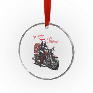 Girl Motorcycle Santa Crystal Glass Ornament Lady Biker Merry Christmas TS10 Print Your Wear