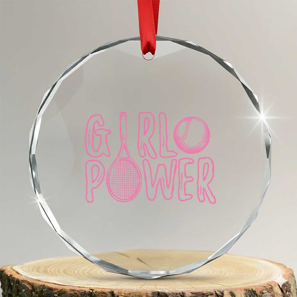 Girl Power Tennis Gift Crystal Glass Ornament Feminist Sports Gift TS12 Transparent Glass 3'' Circle Print Your Wear