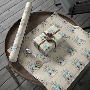 Girls Easter Bunny Wrapping Paper Roll Rabbit Face Tie Dye Glasses Happy Easter Day TS10 Beige Print Your Wear