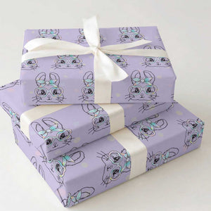 Girls Easter Bunny Wrapping Paper Roll Rabbit Face Tie Dye Glasses Happy Easter Day TS10 Violet Print Your Wear