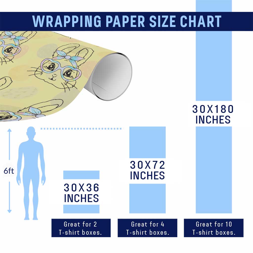 Girls Easter Bunny Wrapping Paper Roll Rabbit Face Tie Dye Glasses Happy Easter Day TS10 Print Your Wear