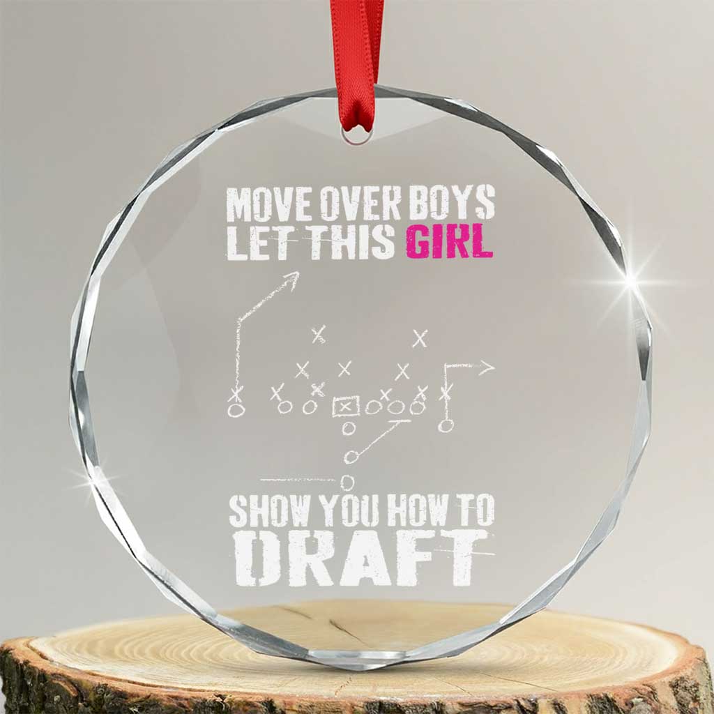 Girls Fantasy Football Crystal Glass Ornament Move Over Boys Draft Party Commish FFL TS10 Transparent Glass 3'' Circle Print Your Wear