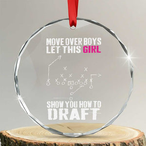 Girls Fantasy Football Crystal Glass Ornament Move Over Boys Draft Party Commish FFL TS10 Transparent Glass 3'' Circle Print Your Wear