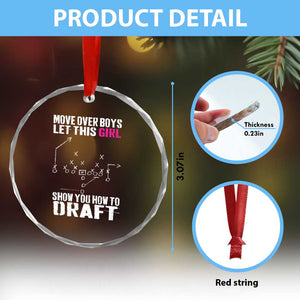 Girls Fantasy Football Crystal Glass Ornament Move Over Boys Draft Party Commish FFL TS10 Print Your Wear