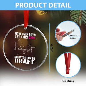 Girls Fantasy Football Crystal Glass Ornament Move Over Boys Draft Party Commish FFL TS10 Print Your Wear